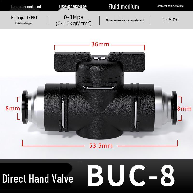 Pneumatic Hand Valve Set with Quick-Plug Connectors BUC 4/6/8/10mm