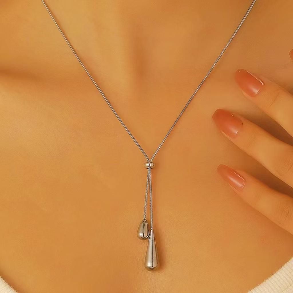 

Minimalist Titanium Teardrop Pendant Necklace & Earrings Set