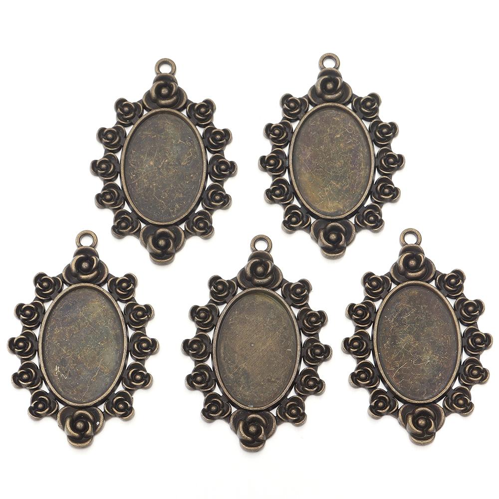 5-10pcs/lot Vintage Necklace Pendant Setting Cabochon Base Tray Bezel Blank For Pendants Cabochons Jewelry Making Accessories