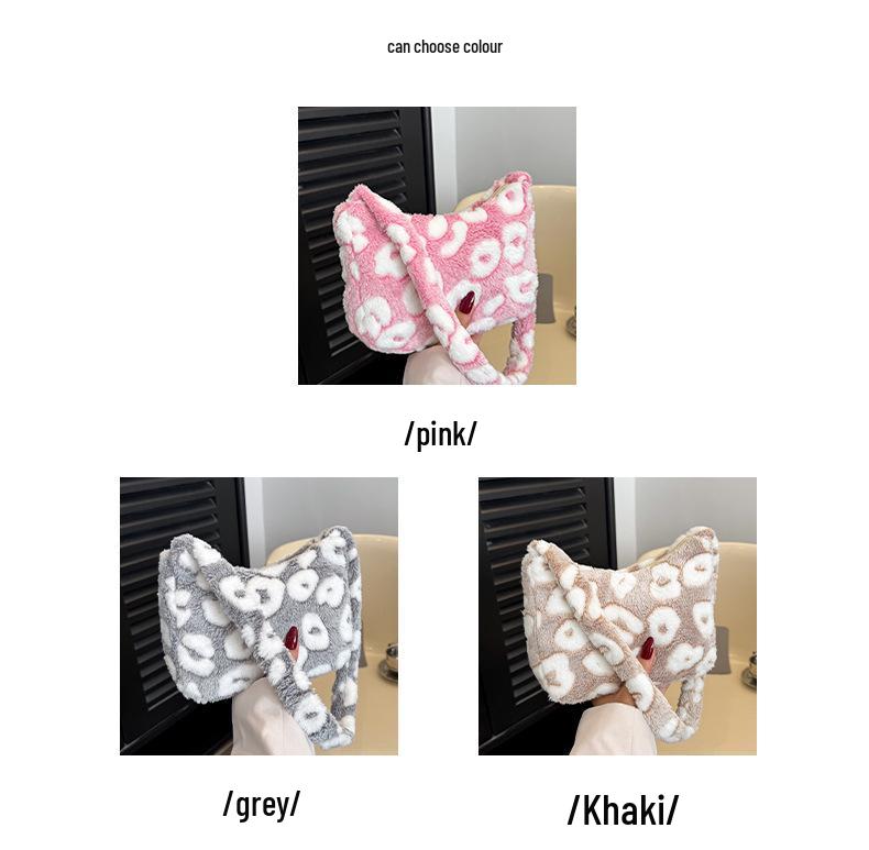 Damen Blumenmuster Plüschkissen Umhängetasche - Herbst/Winter