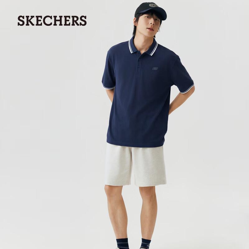 

Skechers Men s Contrast Knit Short Sleeve Polo Shirt L 100