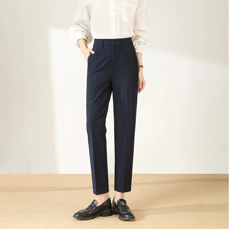 Black Nine-point Suit Pants Women's Professional Dress Autumn New High-waisted Straight Work Commuter Pipe Pants