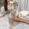 Women's Sexy Long Ice Silk Summer Bathrobe Cardigan