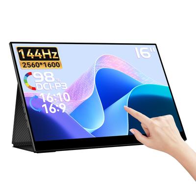 EHOMEWEI Monitor mobile 16 pollici 144Hz QHD Touch Panel IPS Gaming Monitor Lucido Ultra Sottile Rapporto d'aspetto Commutabile Digital Cinema Standard 3 anni