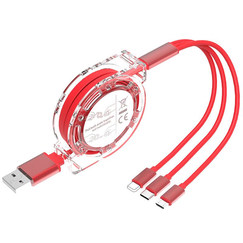 3 v 1 Zatahovací Datový USB Kabel pro Nabíječku iPhone Rychlý Nabíjecí Kabel pro Android Telefon Typ C Xiaomi Huawei Samsung