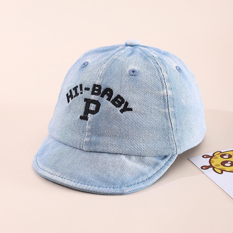 Spring Unisex Baby Duckbill Cap: Soft Brim, Letter Embroidery, Sun Protection