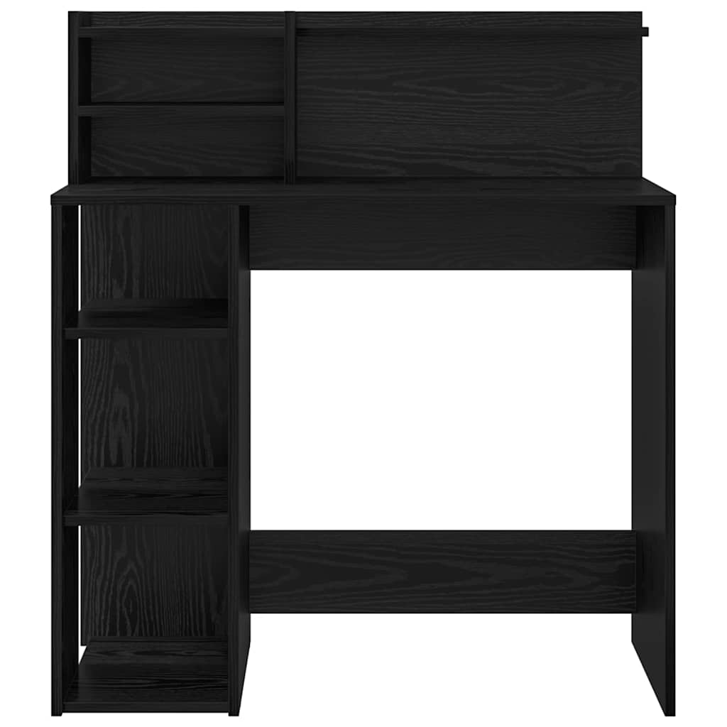 Desk with Shelf Black Oak Effect 90 x 48 x 101.5 cm