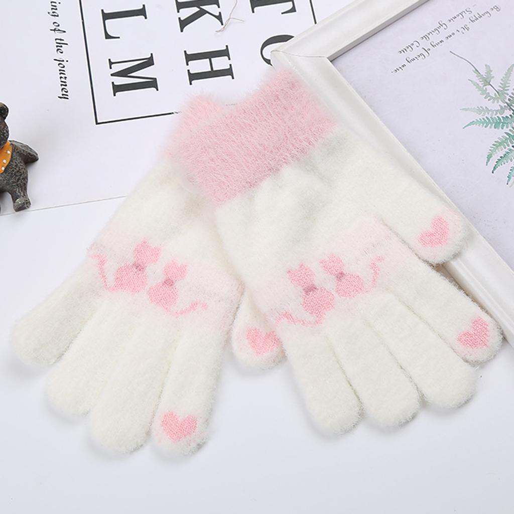 Infgreateh Teenagers Kids Winter Autumn Warm Knitted Gloves Cute Cat Pattern Full Finger Jacquard Knitted Mittens Infgreateh Teenagers Kids Winter Autumn Warm Knitted Gloves Cute Cat Pattern Full Finger Jacquard Knitted Mittens