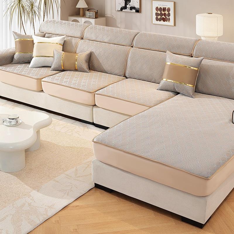 Housse de Canapé en Soie Fraîche Protection Complète Coussin de Canapé Coussin de Siège d'Été Housse de Canapé Antidérapante Pour Temps Chaud