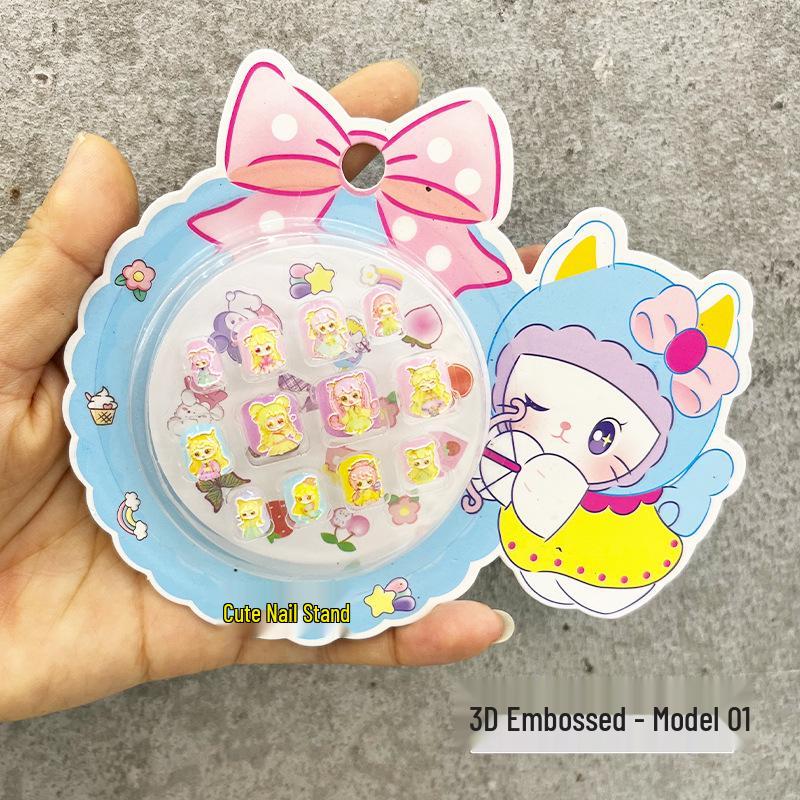 Children's Wearable Custom Nail Stickers - Cute European & American Jelly Glue Fingernail Tips