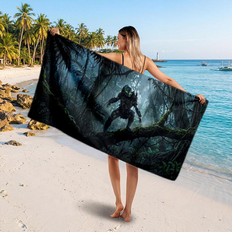 Large Beach TowelPredator Soft Absorbent Towel Beach Bath Home Use