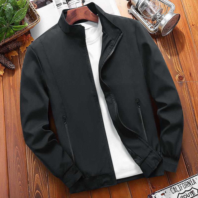 Spring/Autumn  Men's Solid Color Stand Collar Jacket, Large Size Casual Wear