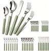 40Pcs Acrylic Handle Knife Fork Spoon Set Stainless Steels Dinner Cutlery Set Western Dinnerware Home Kitchen Flatware