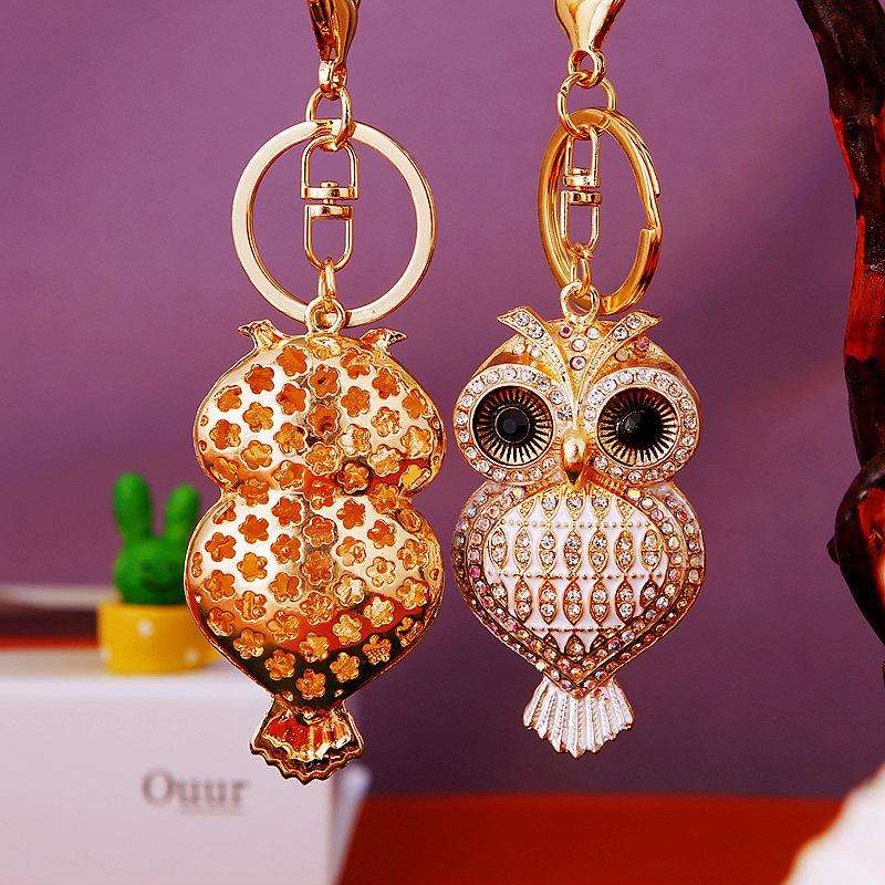 Owl Crystal Keyring Charm Pendant Handbag Purse Bag Key Ring Chain Keychain Gift