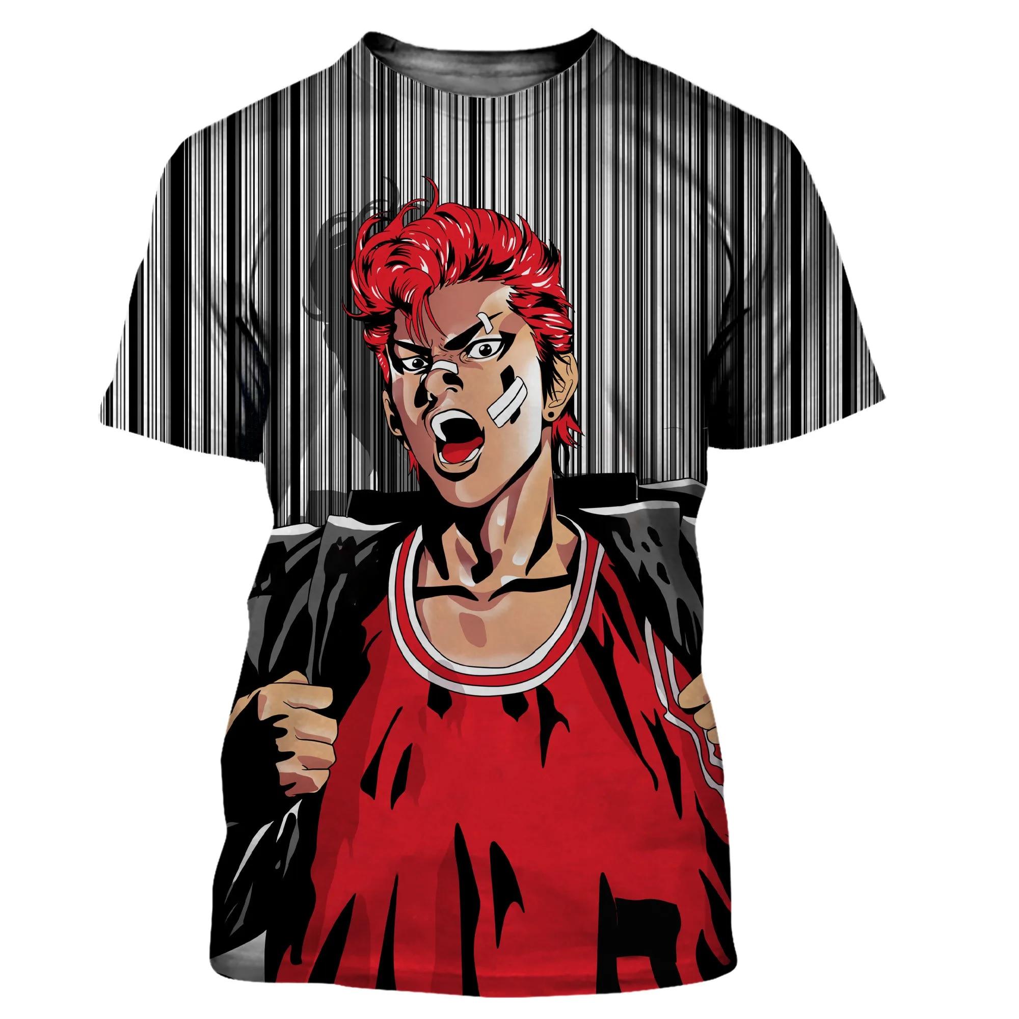 

Футболка с 3D принтом аниме Slam Dunk для мужчин и женщин, баскетбольная уличная спортивная повседневная футболка больших размеров в стиле Харадзюку, детские футболки XL