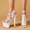 Fashion Summer 17CM Super High Heels Sandals Women Platform Pumps Fashion Open Toe Buckle Strap Ladies Party Stripper Shoe Black Shoes