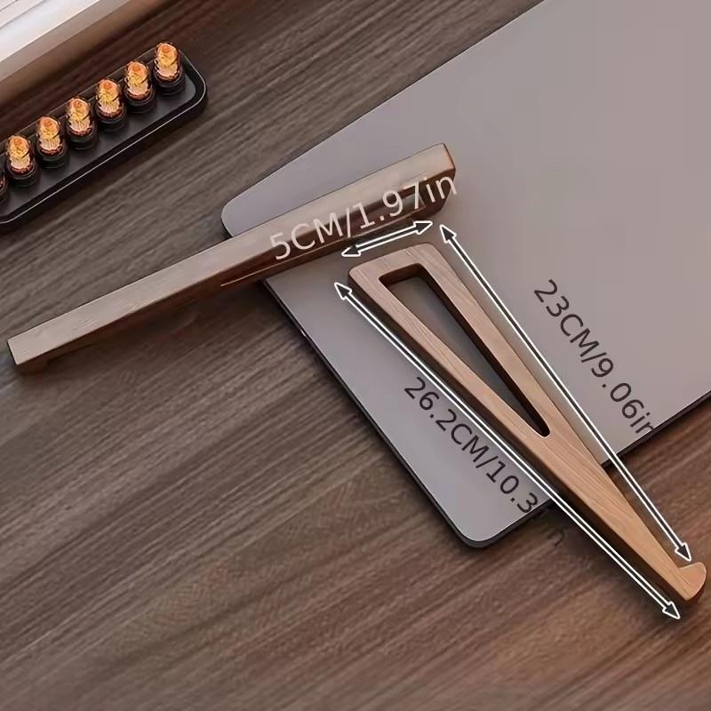 Portable Foldable Wooden Laptop Stand-Ergonomic 12° Adjustable Angle, Cooling Ventilation Triangular Design,Office Accessory