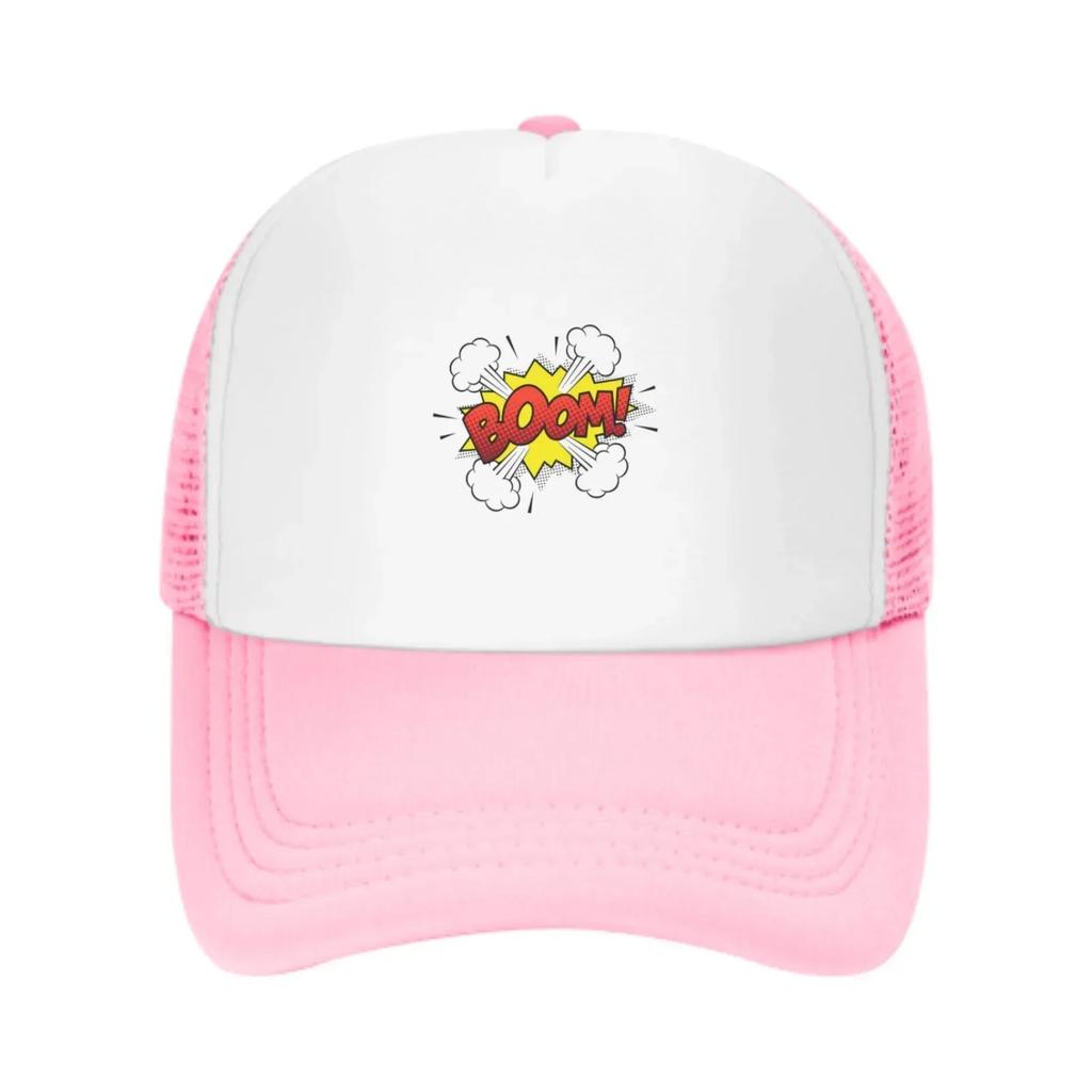 Boom Graphic Baseball Caps Fashion Trucker Hat Unisex Mesh Caps for Women Unisex Outdoor Leisure Travel Neutral Sun Hat