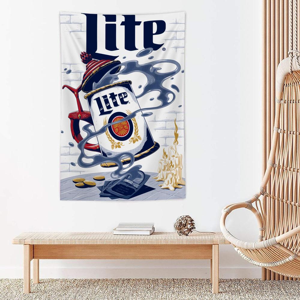 

MMiller Lite Beer Design Tapestry Microfiber Wall Hanging For Bedroom Living Room Decor Outdoor Festival Garden Bar Background 74x94cm(29x37in)