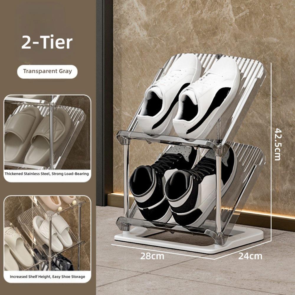 

Creative 2/3 Layers Shoe Rack Installation Easy Grey Transparent Shoe Storage Shelf Doorback Shoes Shelf Household