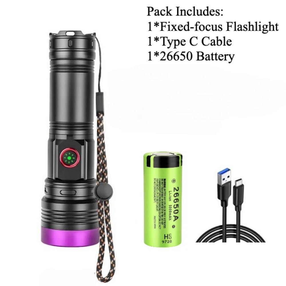 365nm UV Flashlight USB Rechargeable Aluminum Alloy Black Mirror Purple Light Curing Cat Tinea Pet Urine Stain Leakage Detection