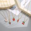 iF ME 5Pcs/Set Cute Fruit Watermelon Strawberry Grape Pendant?Necklace Butterfly Gold Chain Choker for Women Accessories Jewelry