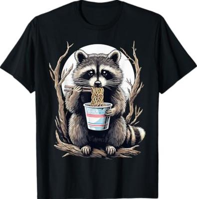 Raccoon Eating Instant Noodle Cup Funny T-Shirt