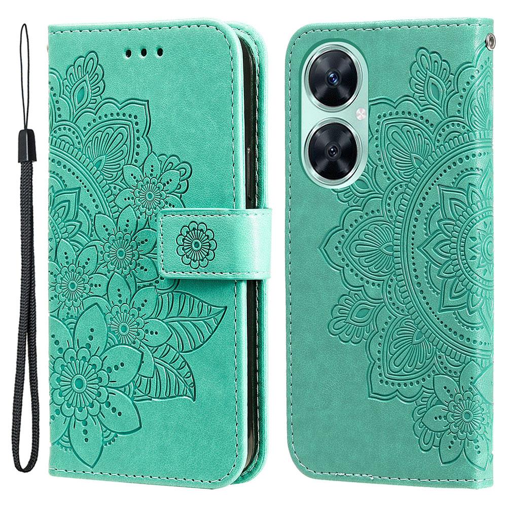 

For Huawei nova 11i/Maimang 20/Enjoy 60 Pro Case Floral Pattern PU Leather Wallet Stand Phone Cover Green
