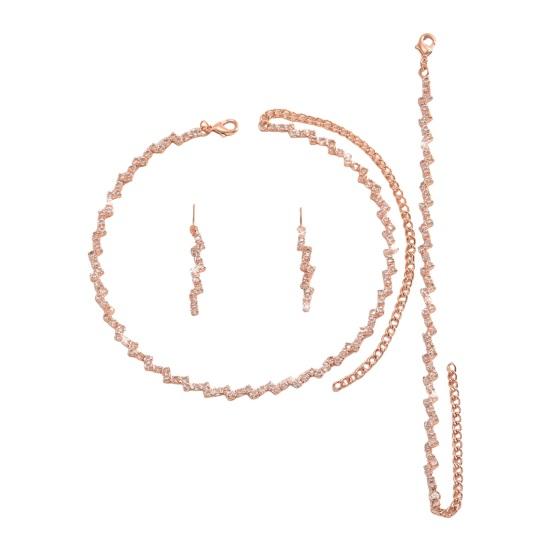Yousheng 3 Pcs/Set Women Jewelry Set Rhinestone Choker Hanging Earrings Bracelet Set with Extension Chain Prom Party Bride Wedding Jewelry