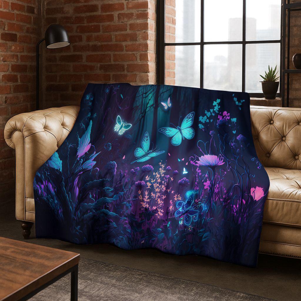 26 Style Dream Butterfly Flower Cartoon Flannel Blanket,Cozy Soft Throw Blanket for Home Bedroom Bed Sofa Picnic Cover Gift Kids