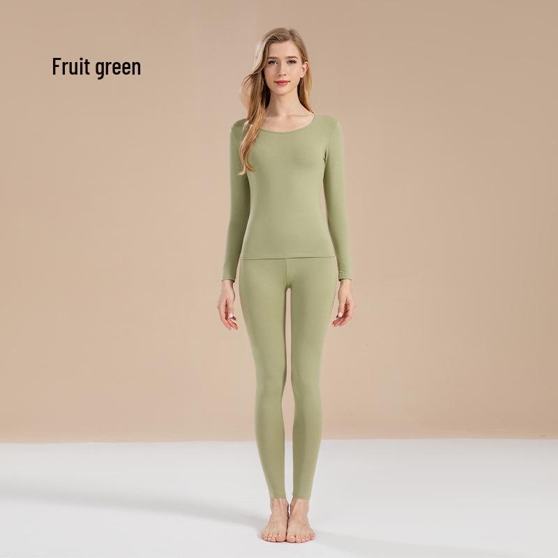 Ensemble d'automne pour femmes en pur coton uni: Couche de base, Pull, Pantalon, Sous-vêtements chauds fins pour filles