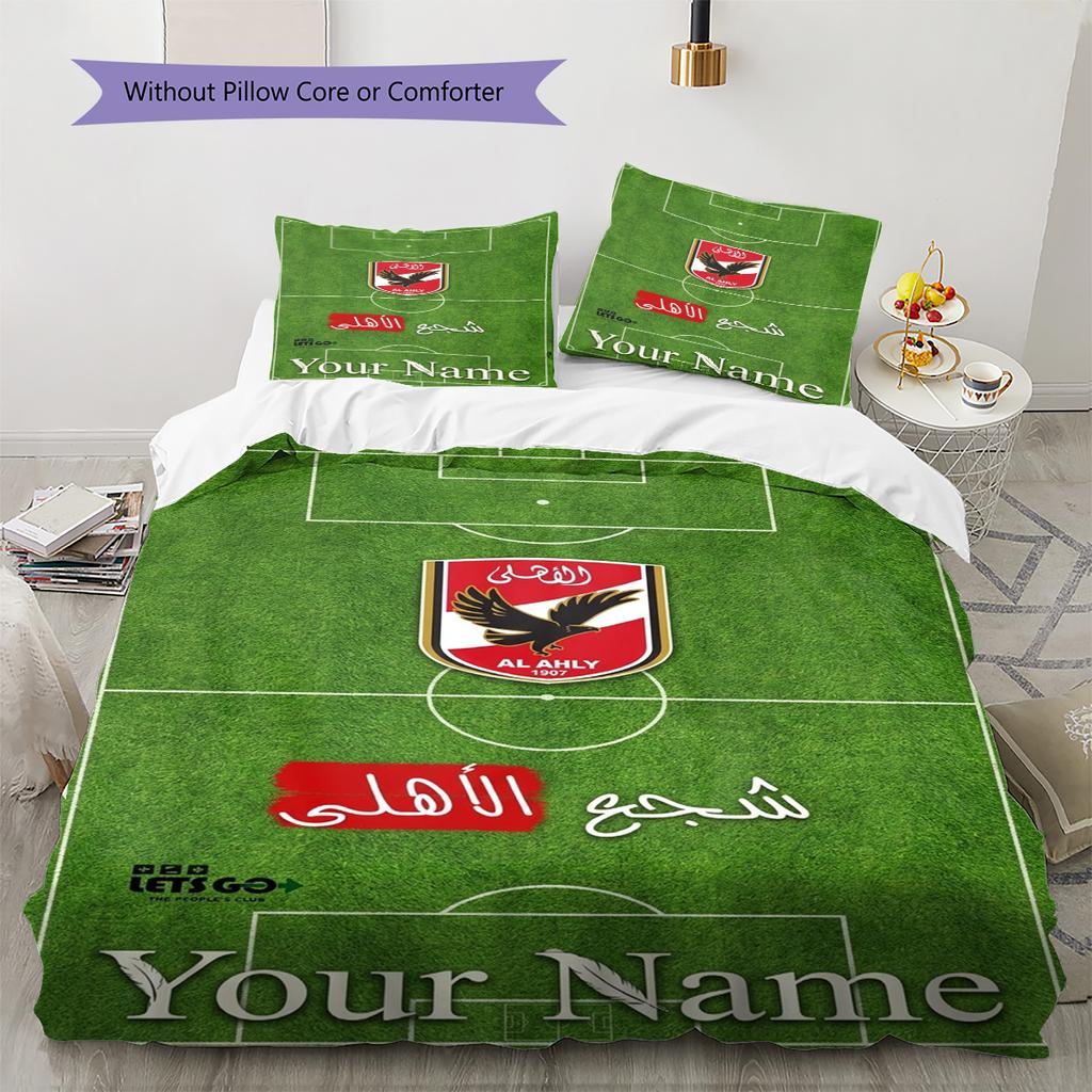 Name Custom Al Ahly Sporting Pattern Bedding Set Quilt Cover Pillowcase Home Decor Gift (1 * duvet cover + 2 * pillowcase, without core)