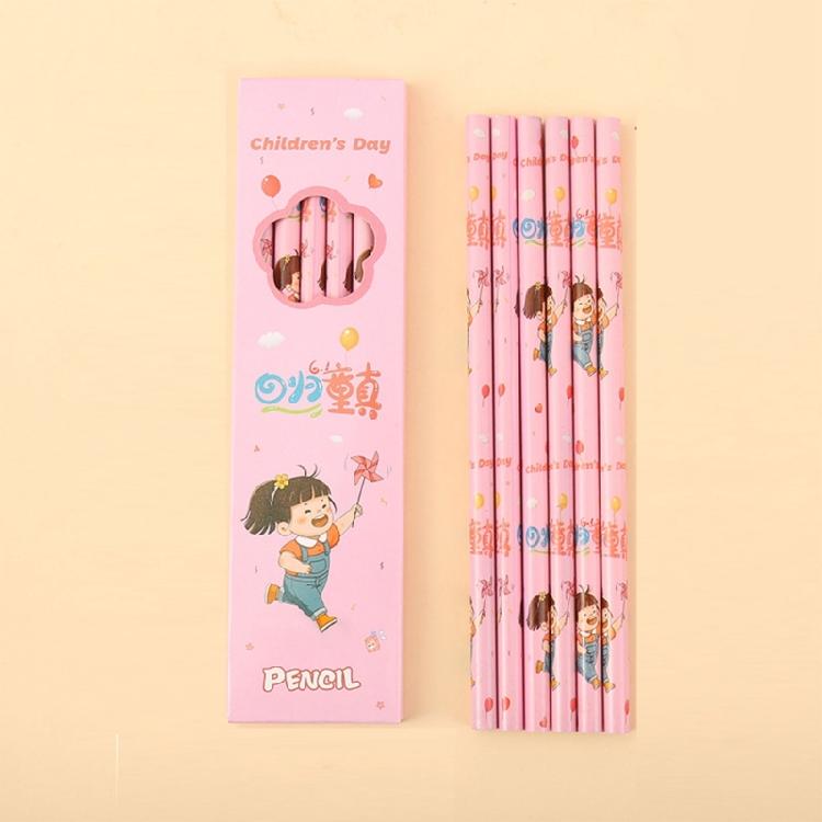 6PCS Cartoon Wood Pencils Ergonomic Grip Drawing Pencils for Students Children Class Reward Daily Sketching Writing