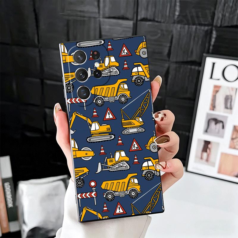 Excavating Machinery Cool Soft Phone Case for Samsung Galaxy S26 S25 Edge S24 Ultra S23 Plus S22 S21 FE S20 Black Cover Back She
