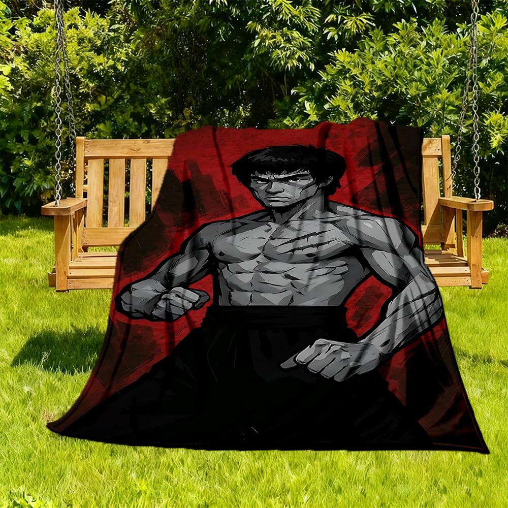 

1PC Martial_Artist Bruce_Lee Outdoor Blanket Lightweight Flannel, Soft & Warm, All-Season Use for Sofa, Outdoor, Camping, Living Room07 130x150cm