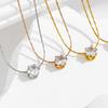 Simple Pendant Necklace Titanium Steel Chain Necklace Fashion Zirconia Necklace  for Woman