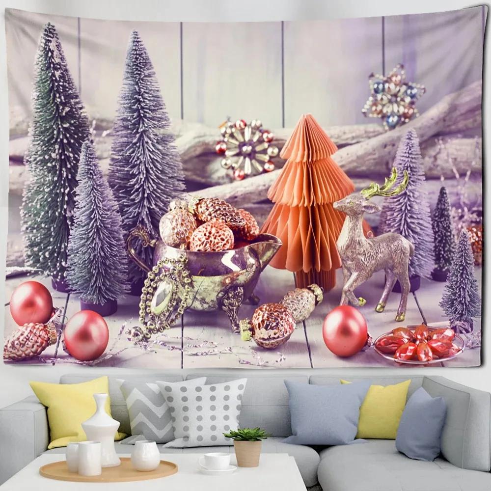 Weihnachtliches Katzenmuster Wandteppich Schlafzimmer Wohnzimmer Heim Wanddekoration