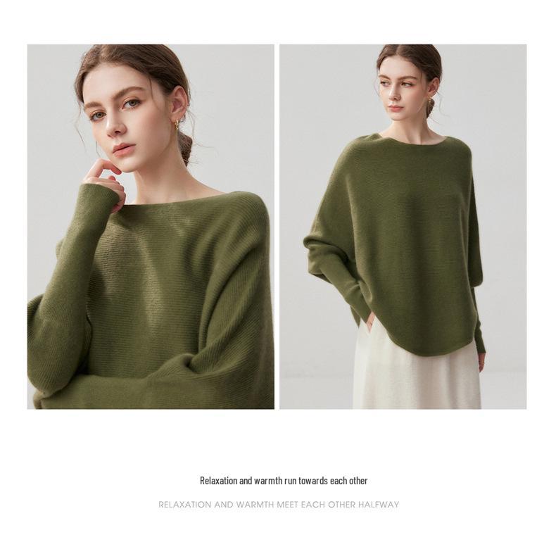 Women's Irregular One-Shoulder Cashmere Blend Batwing Sleeve Knit Cardigan