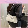 Simple Solid Color Bow Decoration Crocodile Texture Women Casual Shoulder Bag For Urban Outfits