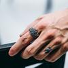 Adjustable Open Ring Men Vintage Golden Garuda Bird Design Geometric Statement Plated Unisex Jewelry