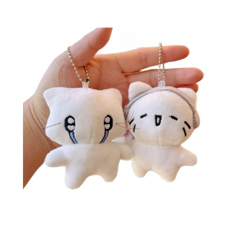 Cat Plush Keychain With Earphone Design Soft Toy For Bag Decor And Gift