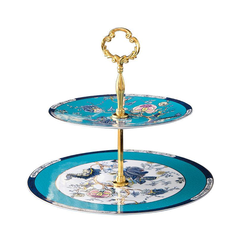 European Afternoon Tea Snack Rack Light Luxury Creative Snack Tableware Household Ceramic Tray Multi-Layer Snack Tray Candy Tray