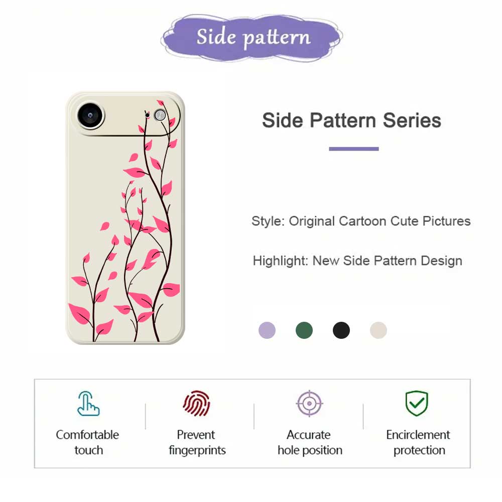 For iPhone 17 Air Case Red Leaves Pattern Printing Straight Edge TPU Phone Back Cover