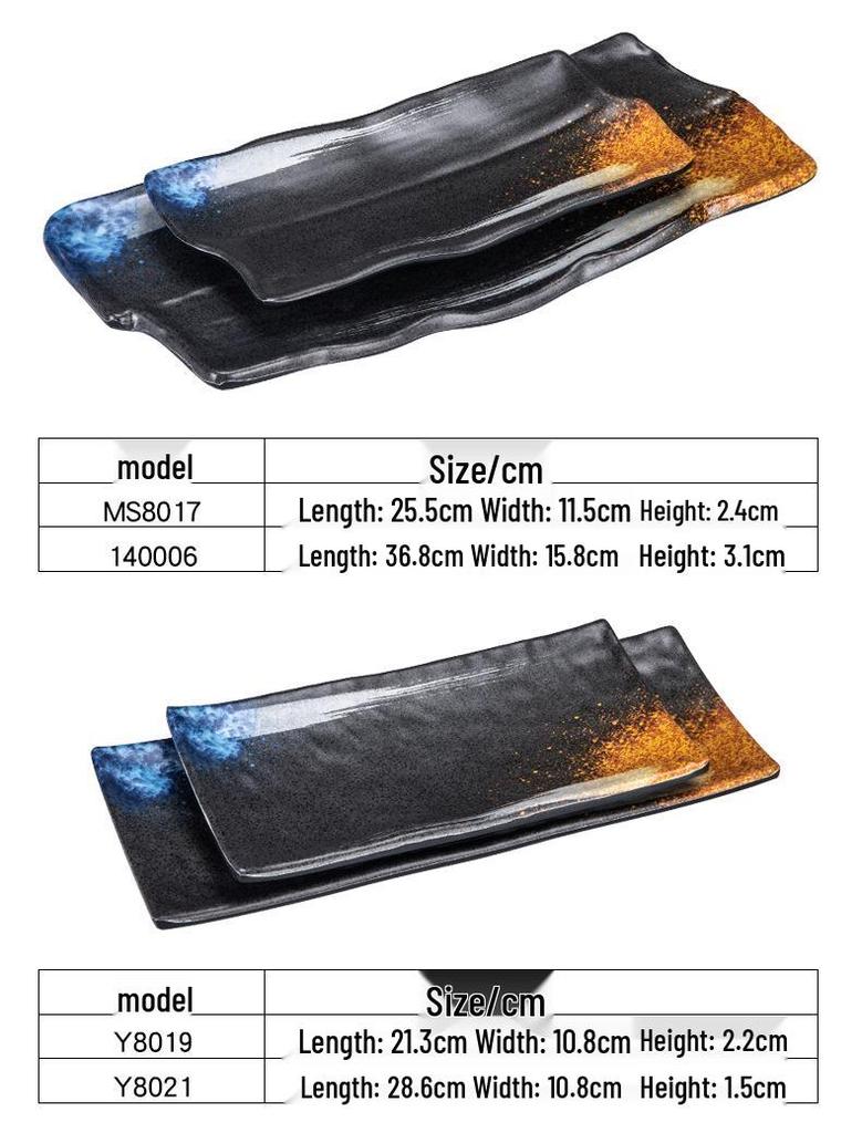 Japanese Melamine Rectangular Barbecue Side Dish Plate - Imitation Porcelain, Creative and Drop-Resistant for Hot Pot and Restaurants