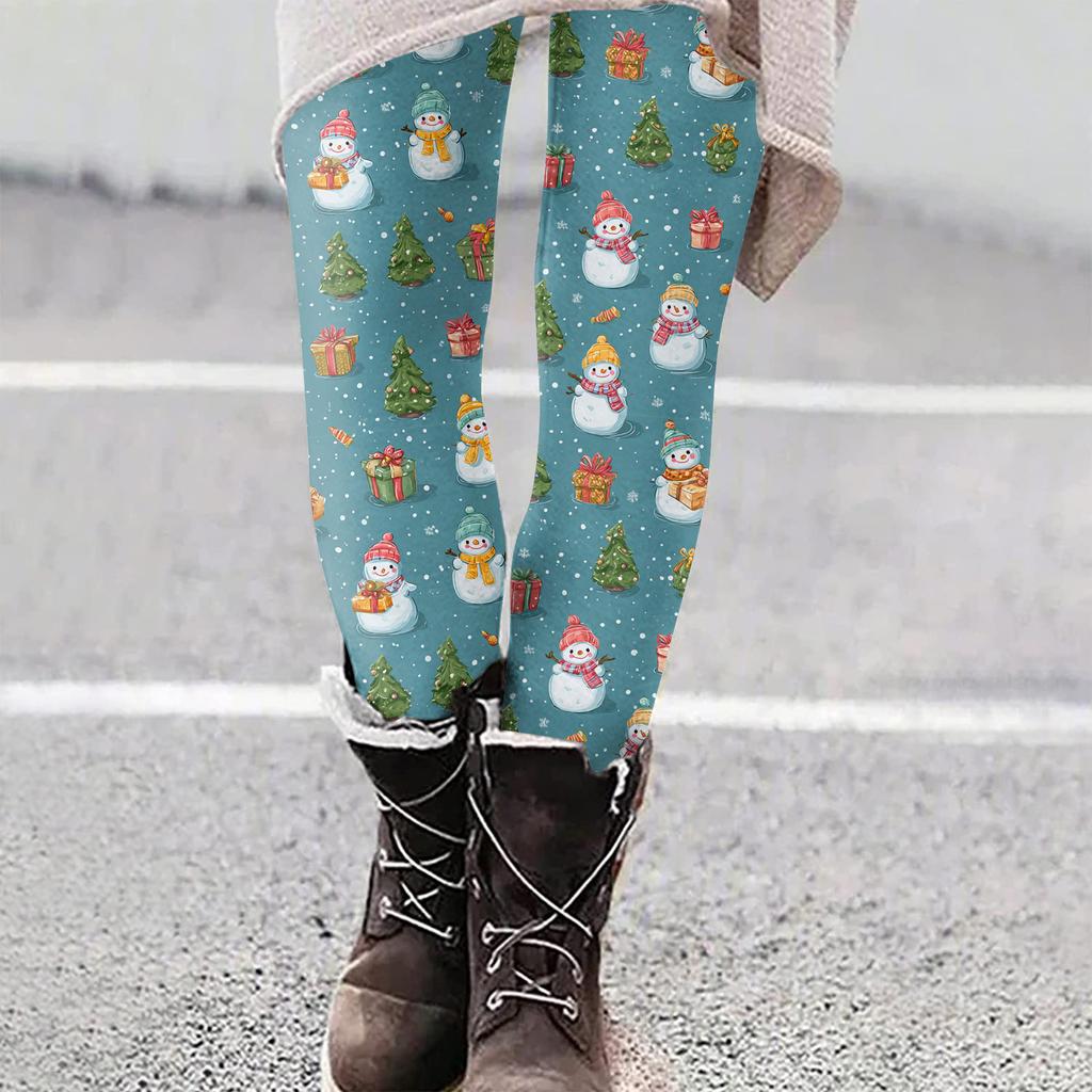 Women's Christmas Print Slim Fit Elastic Yoga Casual Pants