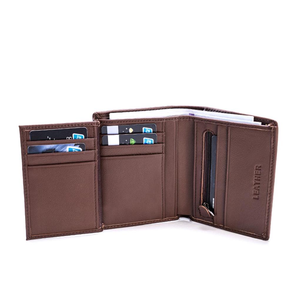 Men's RFID-Blocking Genuine Leather Trifold Wallet/Card Holder with Money Clip