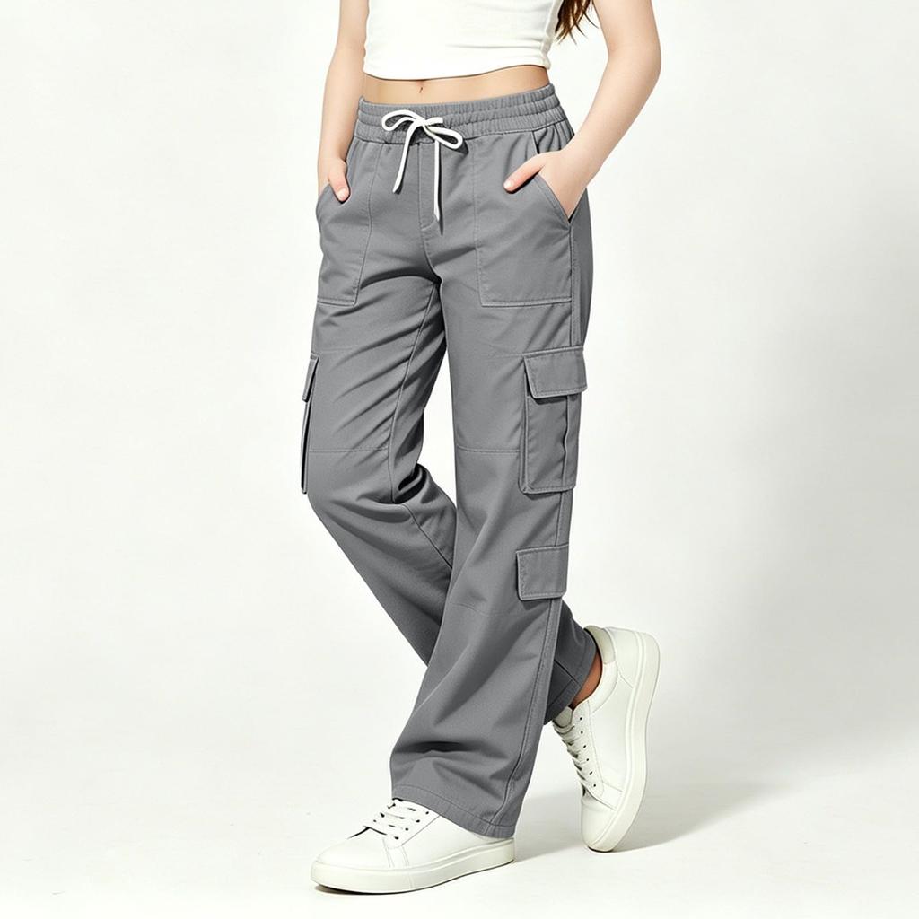 Children's Color Multi-Pocket Cargo Pants Casual Versatile Everyday Wear for Boys and Girls