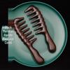 Ebony Ash Wood Wide-Tooth Meridian Massage Comb with Round Drum Handle