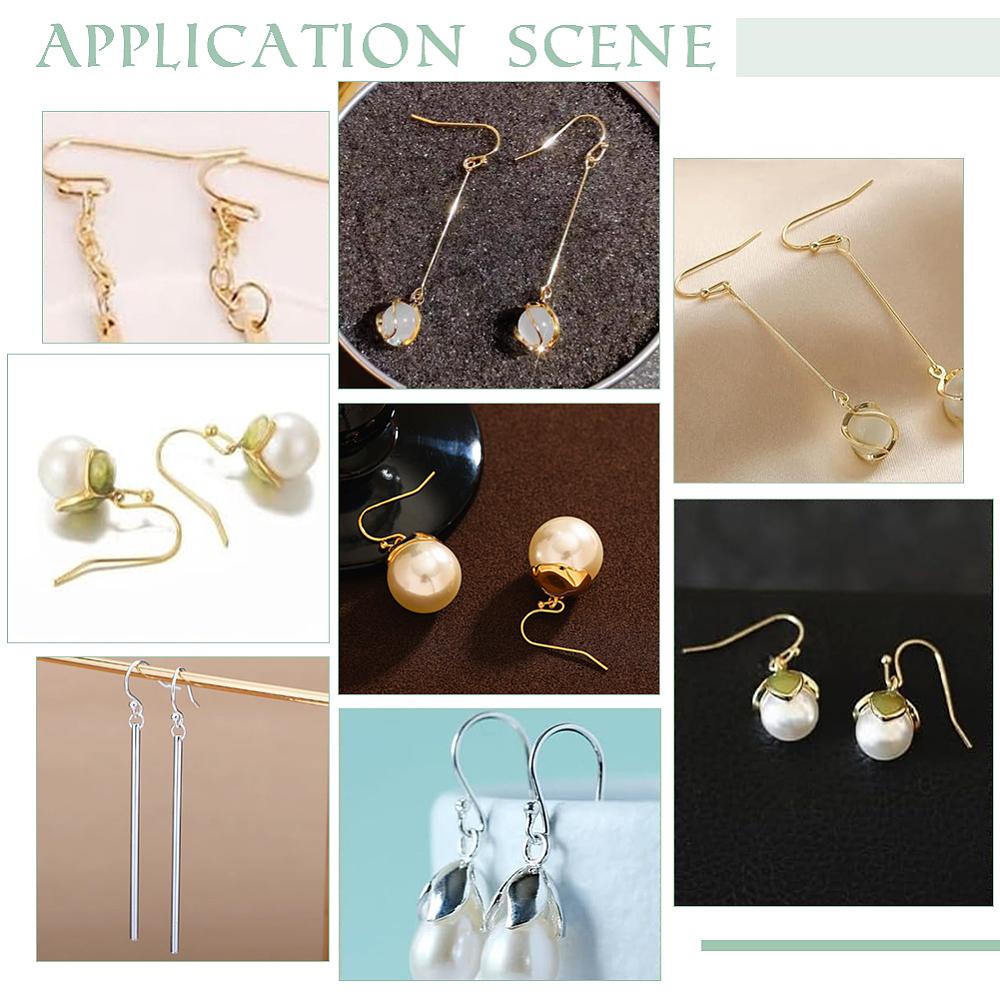 100Pcs Long-Lasting Plated Brass Earring Hooks, Nickel Free, 100Pcs Plastic Ear Nuts, Real 18K Gold Plated, 21x2mm, 19 Gauge, Pin: 0.9mm
