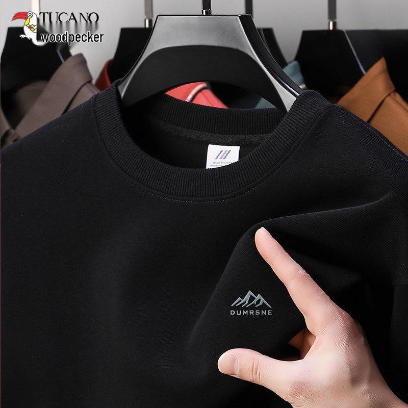 Woodpecker 2025 Men s Autumn Cotton Long Sleeve Round Neck Fashion Hoodie L (120-140 jin) чёрный